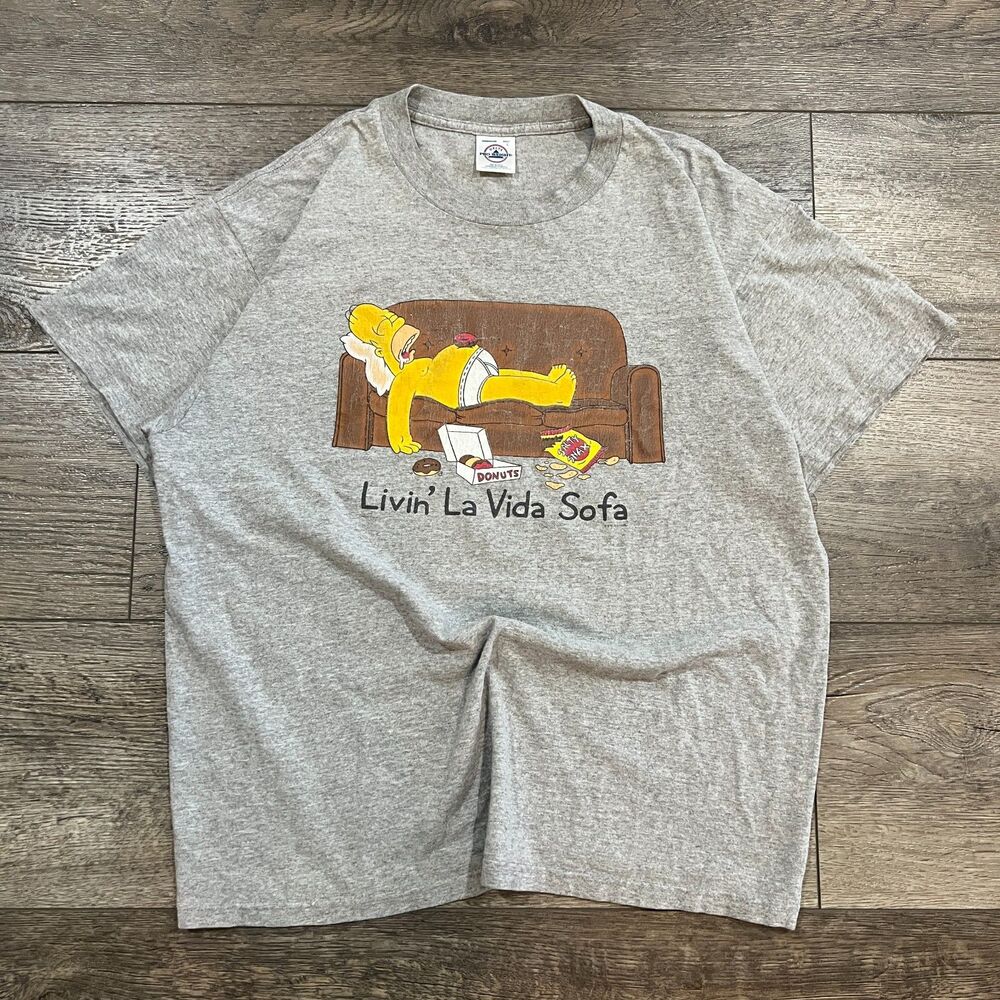 Vintage Y2K 2001 Simpsons Homer Livin La Vida Sofa Tee Shirt Delta Men's Large